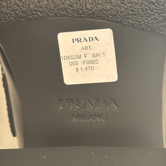 NIB Prada Chocolate Brushed Leather Heeled Loafer Mules EU 37.5 US 7.5 - Picture 8 of 11